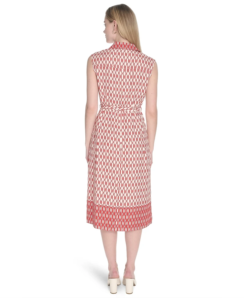 Calvin Klein Women's Collared Sleeveless Midi Dress