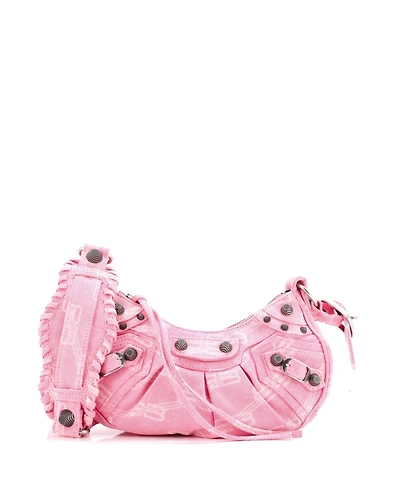 Pre-Owned Balenciaga Xs Le Cagole Giant Studs Shoulder Bag Bb Denim