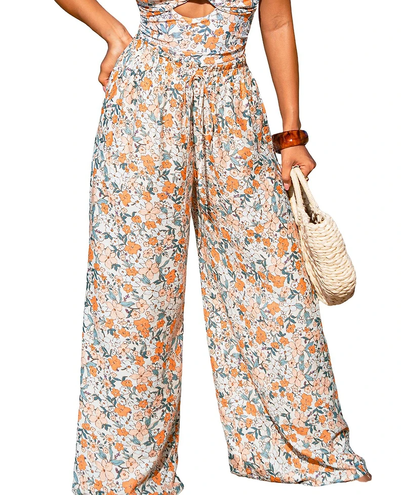 Cupshe Women's Peach Season Floral Pants