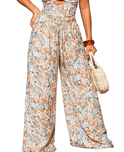 Cupshe Women's Peach Season Floral Pants
