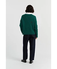Chinti & Parker Women's Wool Cashmere Snoopy Cable Cardigan