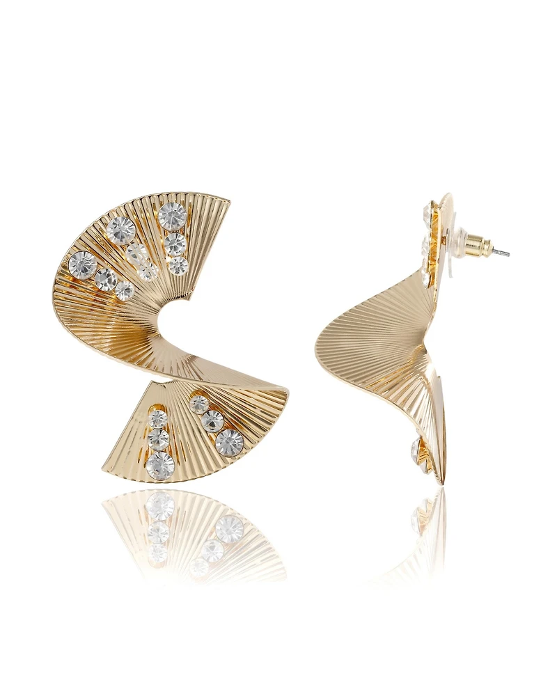 BCBGeneration Sculpted Fan Crystal Earrings
