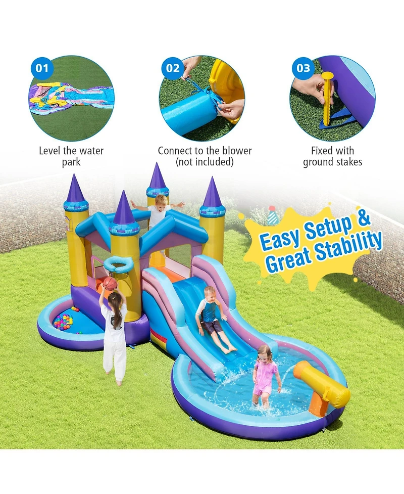 Gymax Kids Inflatable Water Slide w/ Slide Splash Pool Water Cannon Blower Excluded