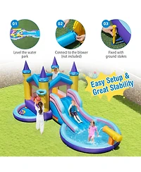 Gymax Kids Inflatable Water Slide w/ Slide Splash Pool Water Cannon Blower Excluded