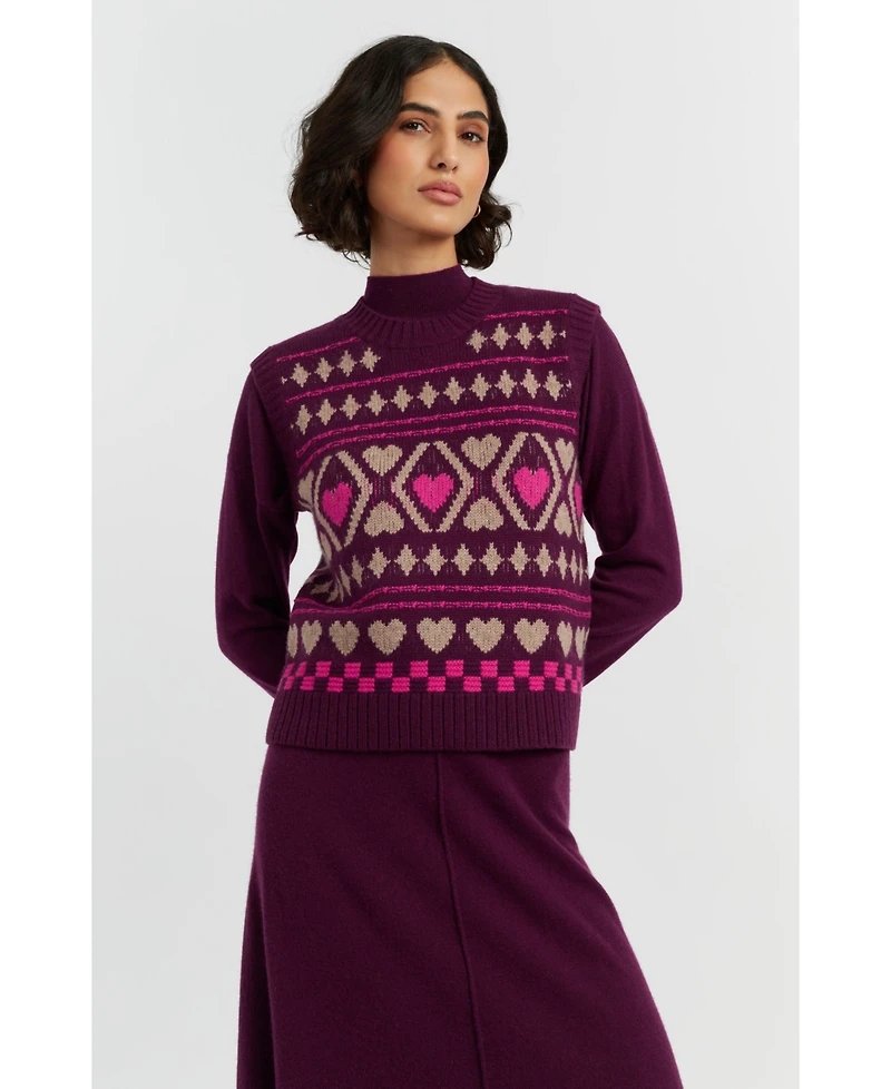 Chinti & Parker Women's Wool Cashmere Hearts and Diamonds Tank