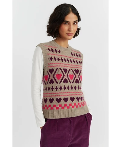 Chinti & Parker Women's Wool Cashmere Hearts and Diamonds Tank