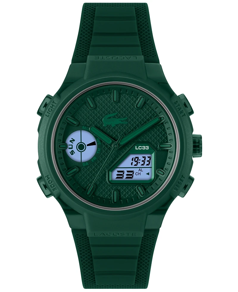 Lacoste Men's LC33 Green Silicone Strap Watch, 44.8mm