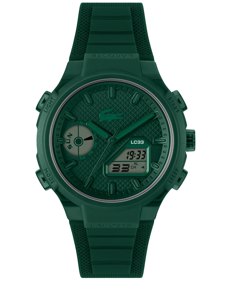Lacoste Men's LC33 Green Silicone Strap Watch, 44.8mm