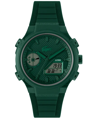Lacoste Men's LC33 Green Silicone Strap Watch, 44.8mm