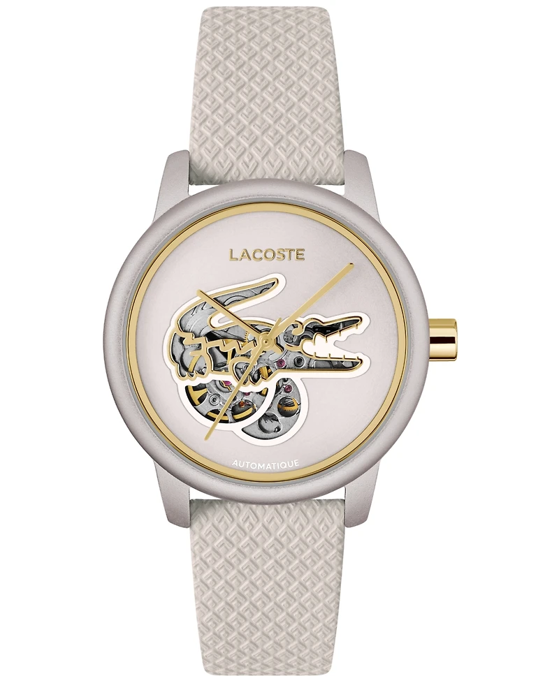 Lacoste Women's Automatic Platinum Leather Strap Watch, 38mm