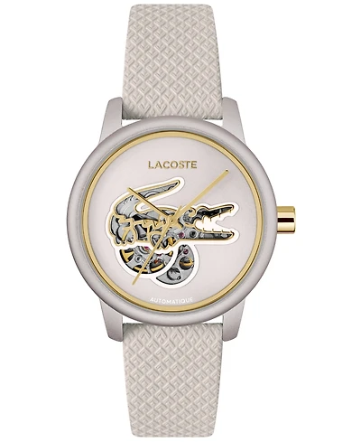 Lacoste Women's Automatic Platinum Leather Strap Watch, 38mm