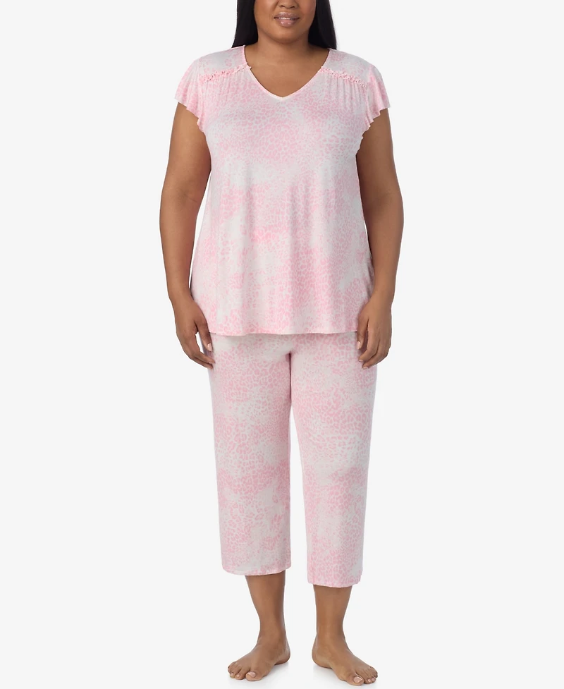 Ellen Tracy Plus Short Sleeve Cropped Pajama Set