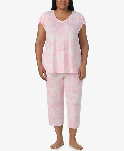 Ellen Tracy Plus Short Sleeve Cropped Pajama Set