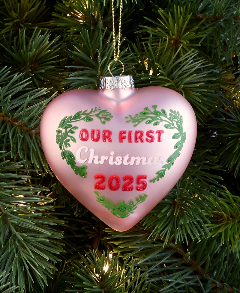 Holiday Lane Our First Christmas 2025 Glass Heart Ornament, Macy's Exclusive