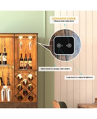 Vlsrka Modern style home bar cabinet with Led lights and tempered glass doors.