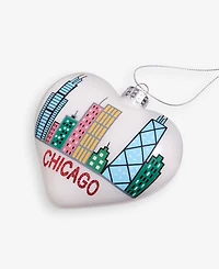 Holiday Lane Chicago Skyline Glass Heart Ornament, Macy's Exclusive