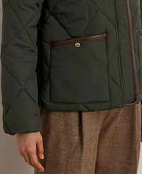 Lauren Ralph Women's Faux-Fur-Collar Diamond Quilted Jacket
