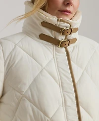 Lauren Ralph Women's Faux-Fur-Collar Diamond Quilted Jacket