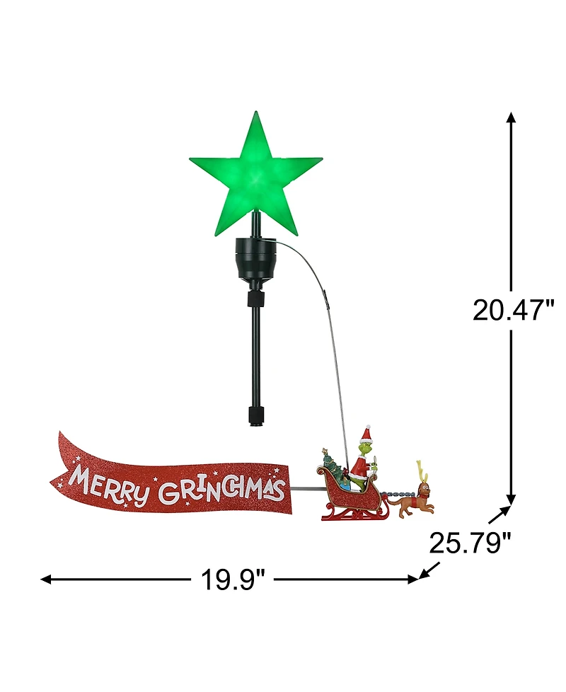 Mr. Christmas Animated Sleigh Tree Topper Banner with Merry Grinchmas