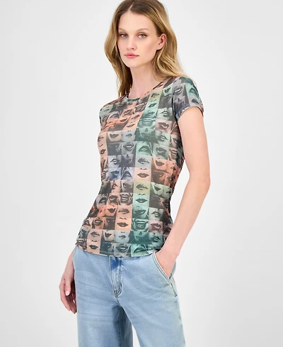 Guess Women's Embellished Lips T-Shirt