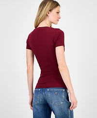 Guess Women's Peony Triangle Crewneck Short-Sleeve Tee