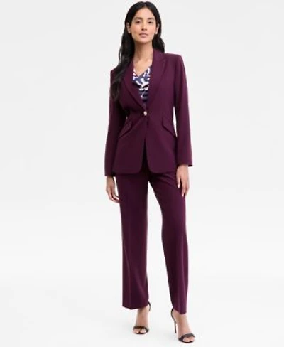Tahari Asl Single Button Blazer Drape Front Top Flare Pants