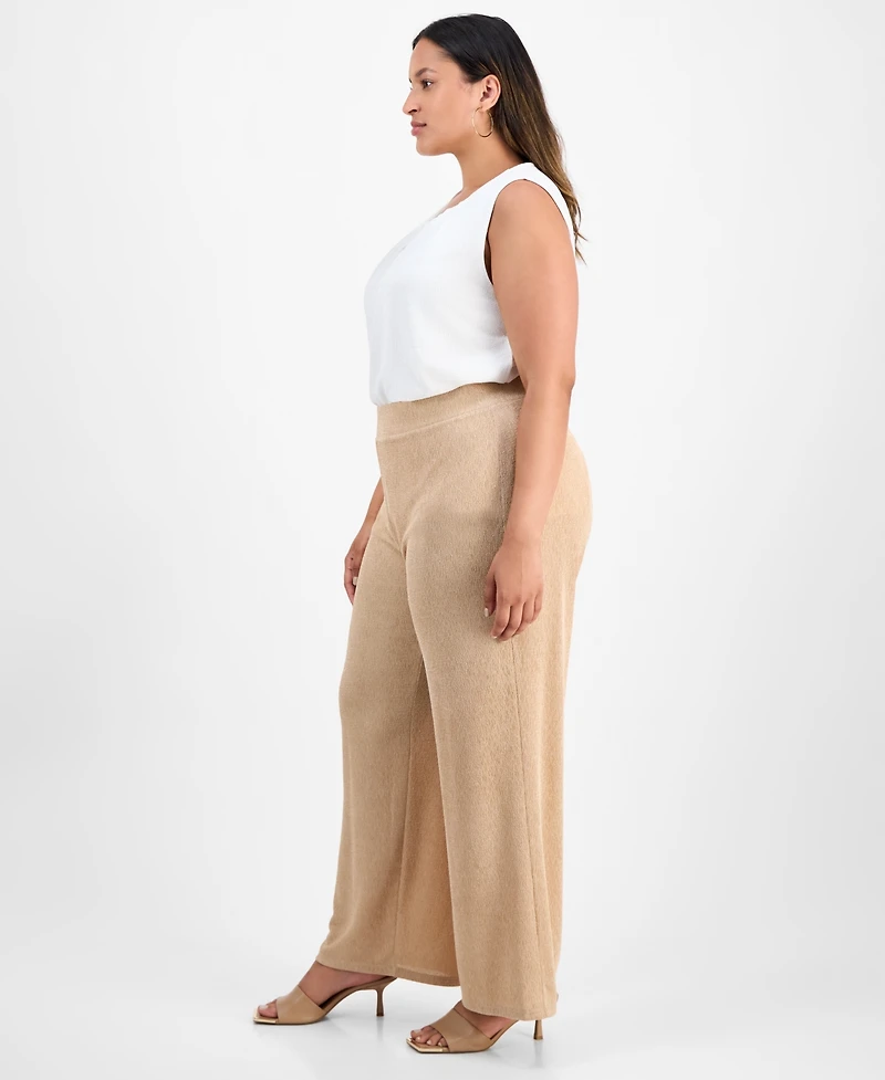 Kasper Plus Pull-On Wide-Leg Pants