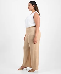 Kasper Plus Pull-On Wide-Leg Pants