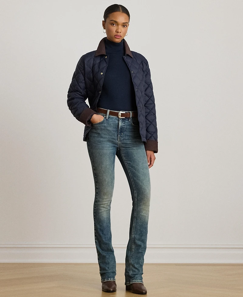Lauren Ralph Women's Corduroy-Collar Diamond Quilted Jacket