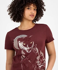 Guess Women's Panther Moon Studded Easy T-Shirt