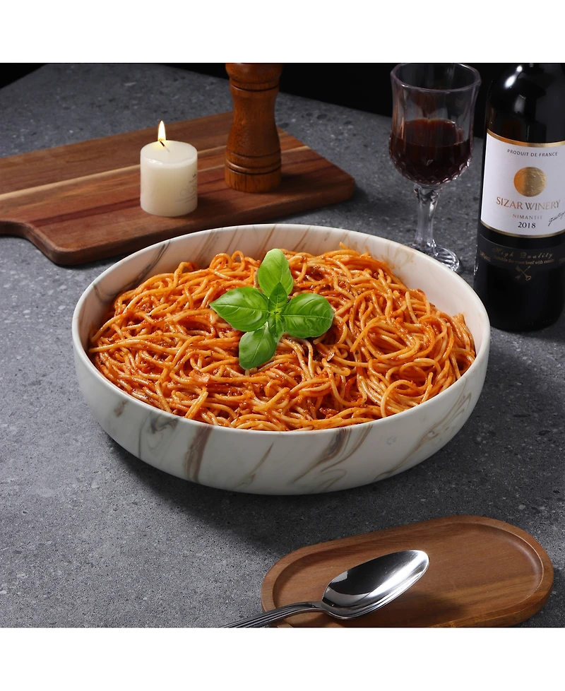 Lorren Home Trends Shiny Marble Pattern Serving Bowl, 96-oz.