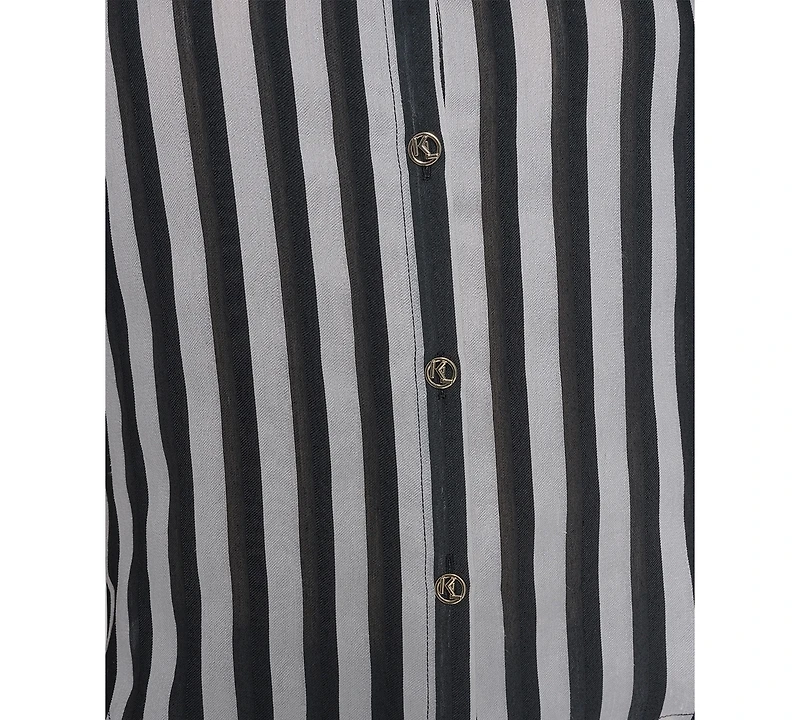 Karl Lagerfeld Paris Petite Striped Puff-Sleeve Shirt