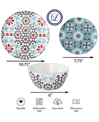 Lorren Home Trends Floral 12-Pc. Dinnerware Set