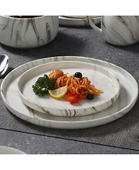 Lorren Home Trends Matte Marble Look 12-Pc. Dinnerware Set, Service for 4