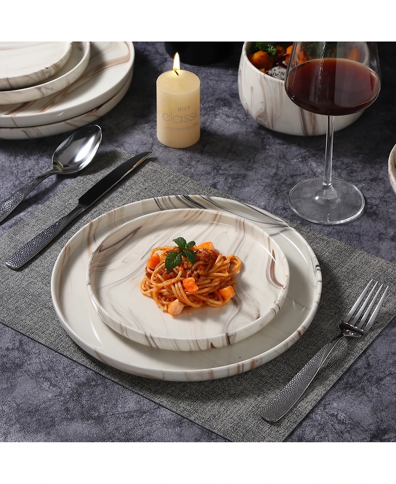Lorren Home Trends Shiny Marble Look 12-Pc. Dinnerware Set, Service for 4