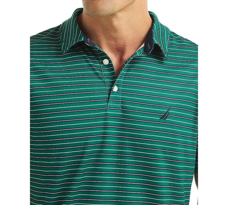 Nautica Men's Short Sleeve Striped Performance Golf Polo Shirt