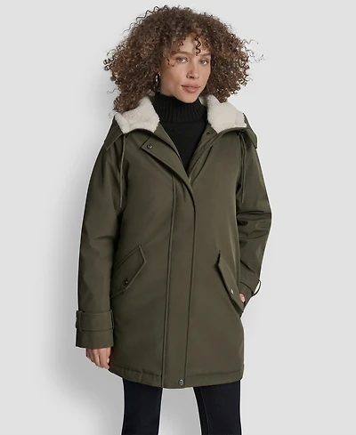Dkny Women's Faux-Fur-Lined Hooded Softshell Coat