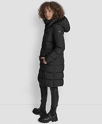 Dkny Women's Bibbed Hooded Zip-Front Puffer Coat