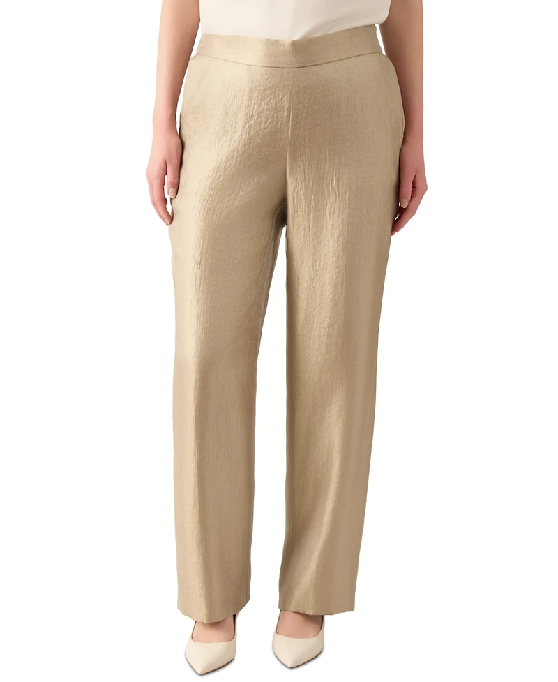 Kasper Women's Shimmer Twill Pull-On Wide-Leg Pants, Regular & Petite Sizes