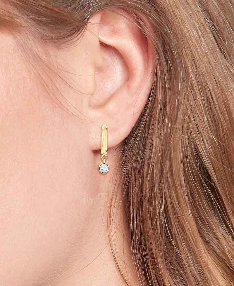 Tommy Hilfiger 2-Pc. Set Pave Stud & Crystal Charm Hoop Earrings
