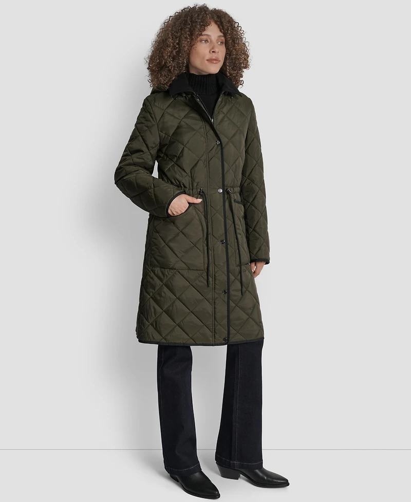 Dkny Women's Corduroy-Collar Quilted Anorak Coat