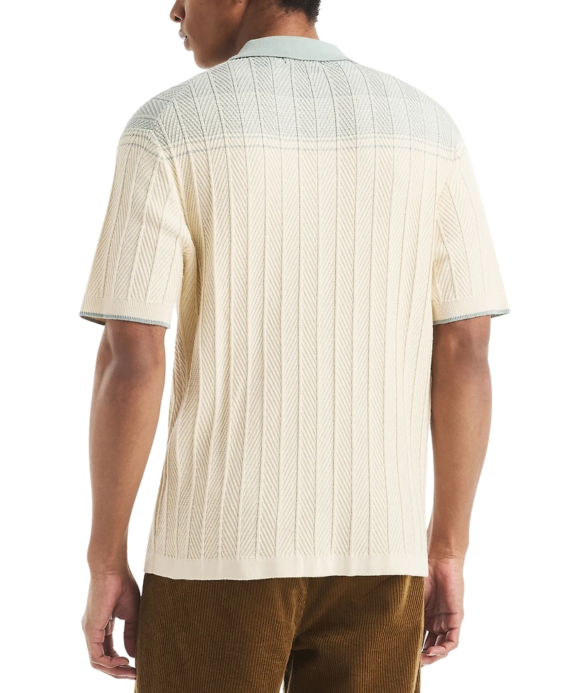 Nautica Men's Short Sleeve Button-Front Sweater