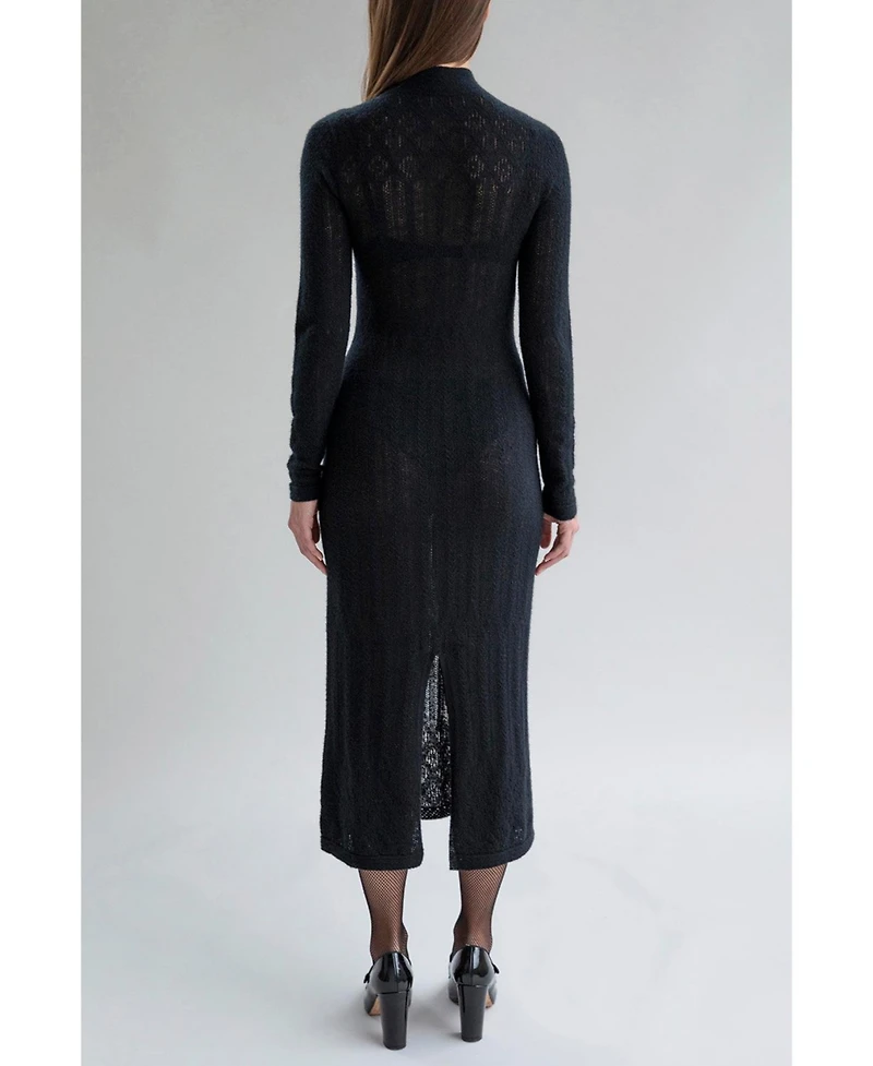 Sskein Women's Margot Pointelle Lace Slim Knit Dress