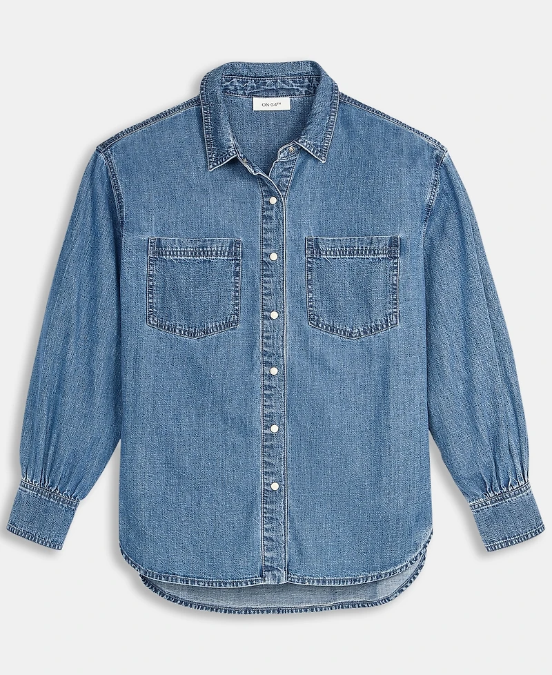 On 34th Women's Denim Patch Pocket Shirt, Macy's Exclusive