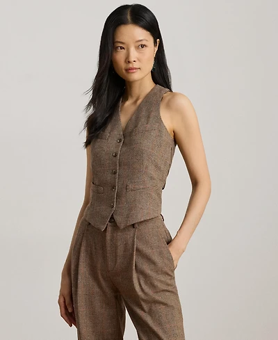 Lauren Ralph Women's Glen Plaid Wool-Blend Vest