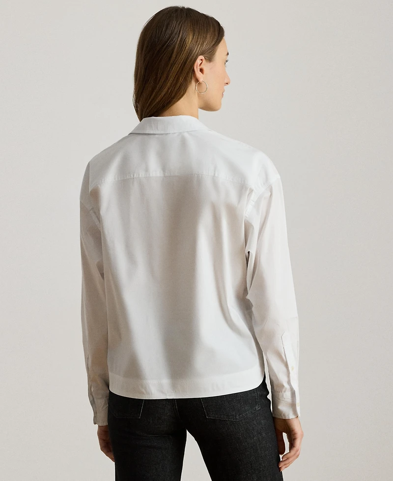 Lauren Ralph Women's Buckle-Trim Cotton-Blend Shirt