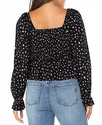Celebrity Pink Juniors' Ditsy-Print Ruffle-Trim Babydoll Top