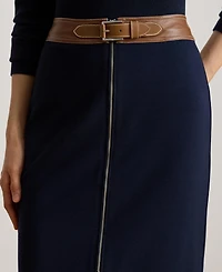 Lauren Ralph Women's Faux-Leather-Trim Ponte Pencil Skirt