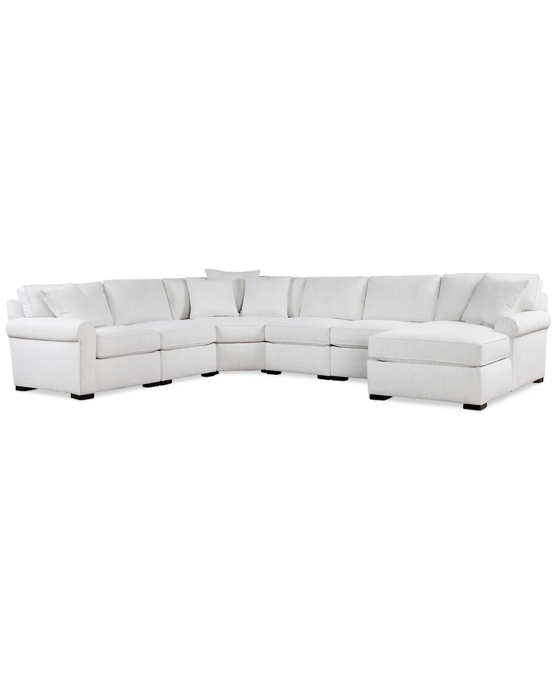 Radley Roll Arm 146" 6-Pc. Fabric Chaise Sectional with Wedge, Exclusively at Macy's