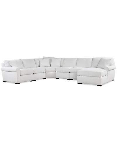 Radley Roll Arm 146" 6-Pc. Fabric Chaise Sectional with Wedge, Exclusively at Macy's